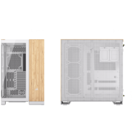 Corsair CC-9011284-WW Carcasa PC Gaming Midi Tower con Ventana de Vidrio Templado, Iluminación RGB y USB-C - Blanco Bamboo
