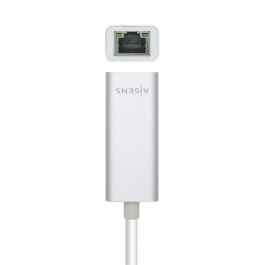 AISENS A109-0505 Adaptador de Red USB-C a Ethernet RJ45 Gigabit para PC Portátil, USB 3.2 Gen 1 (1000 Mbps), Color Plata, 15cm