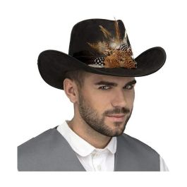 Sombrero vaquero con plumas marrón 59 cm Sombrero vaquero con plumas marrón 59 cm
