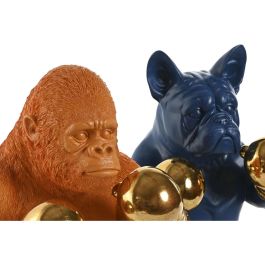 DKD Home Decor Figura Glam Naranja Azul Dorado Resina 26 cm Largo x 35.5 cm Alto x 28 cm Ancho 2,50 kg (2 Unidades) Surtido Aleatorio