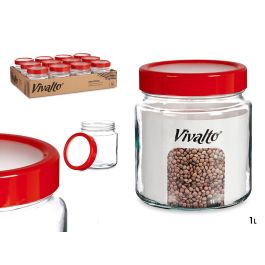 Vivalto Bote de Cristal Transparente 1L con Tapa Roja 11.5x35.5x11.5 cm (Set de 12) Precio: 21.49999995. SKU: S3610698