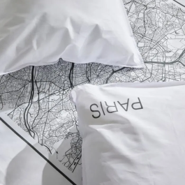 Today Juego de Cama JAVA para 2 Personas 240x220 cm Algodón Estampado París Blanco TOD3574641256661