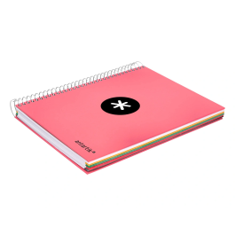 Antartik Cuaderno Espiral A5 Micro 120 Hojas 90gr Cuadro 5mm 5 Bandas 6 Taladros Color Coral