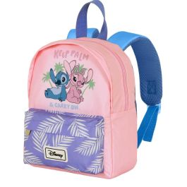 Disney Lilo y Stitch Mochila Preescolar Joy Keep Rosa - Ligera con Compartimento y Bolsillo Frontal