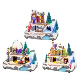 Lumineo Escena Navideña con Movimiento y Luz LED Multicolor 20,8 x 13,9 x 17 cm, Pintada a Mano, Uso Interior