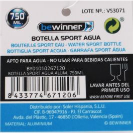 Bewinner Botella Sport de Aluminio 750 ml con Dimensiones 7 x 25 cm - Ideal para Deporte (12 Unidades)