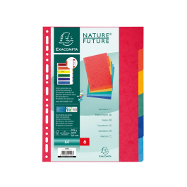 Exacompta Separadores Cartulina Simil Prespán Juego de 12 DIN A4 Multitaladro Colores Vivos