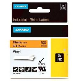 Cinta Laminada para Rotuladoras Rhino Dymo ID1-19 Negro Naranja 19 x 5,5 mm Autoadhesivas Vinilo (5 Unidades)