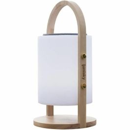 Lumisky LUM3760119731178 Lámpara altavoz Bluetooth inalámbrico WOODY PLAY con mango de madera, LED blanco y multicolor regulable, 37 cm