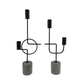 Candelabro Moderno DKD Home Decor Negro Gris 6 x 36 x 14 cm (4 Unidades)