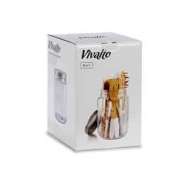 Vivalto Tarro Multiusos Cristal Tapa Acero 5L (5000 ml) 17x27.5x17 cm (Set de 6)