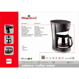 Magefesa Cafetera Ristretto MGF3245 12 Tazas 800W con Filtro Extraible y Placa Calefactora Antiadherente