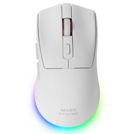 Mars Gaming MM-T3 Ratón Gaming Inalámbrico Tri-mode, 14400 DPI, Batería Recargable, RGB Chroma, Base de Carga con HUB USB, Blanco