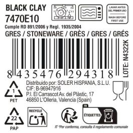 La Mediterranea Bol Black Clay 1000 ml, 17.3 x 9.4 x 17.5 cm (12 Unidades)
