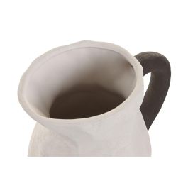 DKD Home Decor Jarrón Urban de Gres Blanco y Gris con Asa 17 x 25 x 22 cm