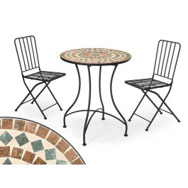 Set Mesa Mosaico Marrón con 2 Sillas Forja Negra Ibergarden 100x30x65 cm Precio: 138.69000035. SKU: B1A9SK7F82