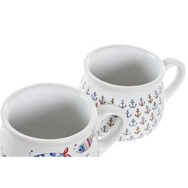 DKD Home Decor Mug Mediterraneo Costa Gres 330 ml Apto Microondas Horno Lavavajillas Multicolor Diseño Surtido 13x10x8 cm 6 Unidades