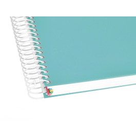 Antartik Cuaderno espiral A4, 120 hojas, 90 gr, liso, 5 bandas, 4 taladros, color menta