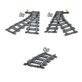 Lego 60238 Rieles de Tren City - Kit de Desvío Compatible con Todos los Trenes Lego