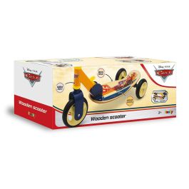 Smoby Patinete Scooter Plegable 3 Ruedas de Madera y Metal Cars con Manillar Ajustable y Reposapiés Antideslizante