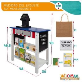 Woomax Supermercado de Madera con 25 Accesorios y Caja Registradora Eléctrica 48x30xh70 cm