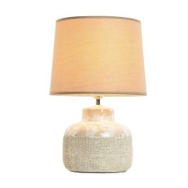 DKD Home Decor Lámpara de Sobremesa Moderna Marrón Beige de Gres y Poliéster, E27, 50W, 30x44x30 cm