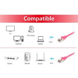 EQUIP 605587 Cable Patch Cat6 S/FTP 0.5m Rosa LSZH RJ45