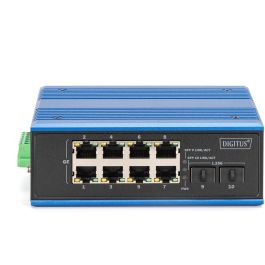 Digitus Switch Industrial PoE Gigabit Ethernet 8+2 Puertos No Administrado IP40 Montaje Carril DIN