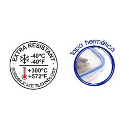 Quttin Fiambrera Rectangular Hermética 2.4L 25x21x9 cm (4 Unidades)