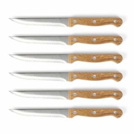 Livoo MEC133 LIV3523930097829 - Juego de 6 Cuchillos de Carne de 11 cm Acero Inoxidable y Mango de Madera de Acacia