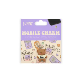Wondee Charm Protector para Puertos USB-C/Lightning Funny Bear - Accesorio Decorativo y Protector de Polvo para Móvil 30x10x20 mm