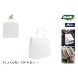 Set de 3 bolsas de papel blanco 26x17x26 cm Algon (24 Unidades) Precio: 27.59000013. SKU: B12XX3NL57