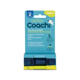 Coachi Silbato Dos Tonos para Adiestramiento y Llamada de Perros y Cachorros con Cordón Reflectante Ajustable Ligero Azul Oscuro