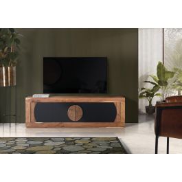 Giner y Colomer Mueble TV Acacia 4 Puertas Madera Natural y Negro