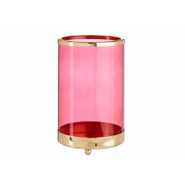 Base para Vela Cristal Cilíndrica Rosa con Metal Oro - Giftdecor 12x19 cm (8 Unidades) Base para Vela Cristal Cilíndrica Rosa con Metal Oro - Giftdecor 12x19 cm (8 Unidades)