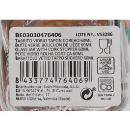Tarrito de vidrio con tapón de corcho 60 ml - La Mediterranea (36 Unidades) Tarrito de vidrio con tapón de corcho 60 ml - La Mediterranea (36 Unidades)