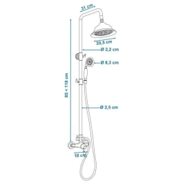 Edouard Rousseau Columna de Ducha con Grifo Mezclador Mecánico Retro - Cromo - Acero Inoxidable Cromado