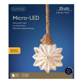 Null Estrella microled colgante Ø19x25cm 15 leds luz cálida, IP20, interior, temporizador 6h, pilas 3xAAA