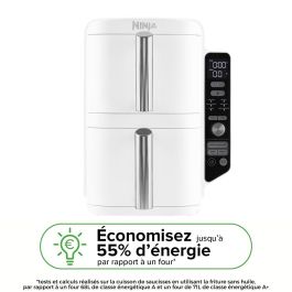 Ninja SL400EUWH Freidora de Aire Doble Stack XL 9.5L Blanco para 8 Personas con 6 Programas y Funciones Múltiples