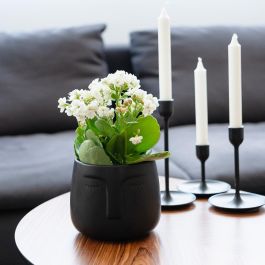 Vinthera Moa Macetero Cerámica Negro 13.5x13 cm