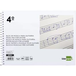 Liderpapel Bloc de Música para Guitarra Hexagrama Cuarto 3 mm 20 Hojas 100 g/m2