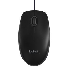 Logitech B100 Ratón Óptico USB Negro para Negocios, 800 DPI, Ergonómico Ambidextro, Conexión USB-A Plug & Play