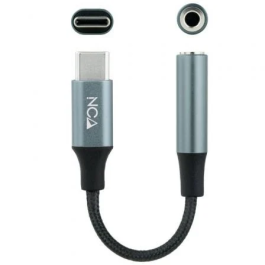 Nano Cable 10.24.1204 Adaptador de Audio USB Tipo-C Macho a Jack 3.5 Hembra Negro/Gris Nylon Aluminio 11cm