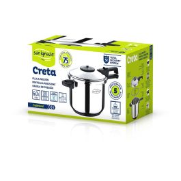 San Ignacio Olla a presión 6 l acero inoxidable creta Ø22cm, compatible con inducción, sg-1523