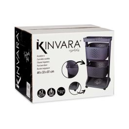 Kinvara Verdulero Plástico 2 Alturas con Ruedas, Color Antracita, Dimensiones 35x82x43 cm