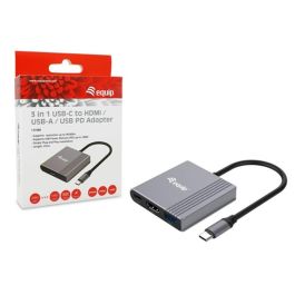 Equip Docking Station USB Tipo C a HDMI 3 en 1, 4K/60Hz, USB 3.2 Gen1, Carga USB-C PD 3.0, 100W, Aluminio
