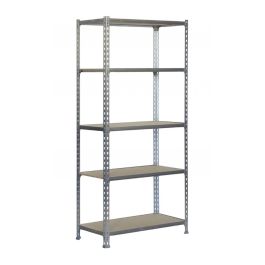 Simon Rack Estantería metálica sin tornillos Maderclick 5/400 galva/madera, 5 estantes, 150kg por nivel, 1800x900x400mm