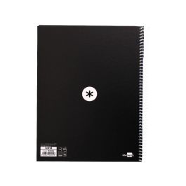 Antartik Cuaderno Espiral Micro A4 Tapa Dura 80 Hojas 90g Cuadro 5mm 4 Taladros Negro - Papel Extrablanco Ultrasuave