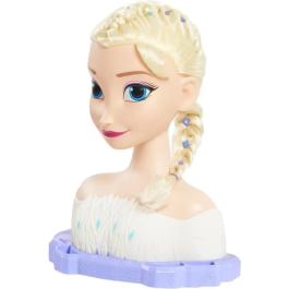 Reine Des Neiges Cabezal de Peinado Elsa Deluxe Styling Head con Extensiones, Accesorios para el Cabello y Revelador de Color, a partir de 3 años