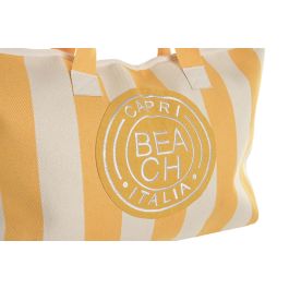 DKD Home Decor Bolso Mediterraneo Amarillo y Azul Poliester con Cremallera 60 x 35 x 16 cm (4 Unidades)